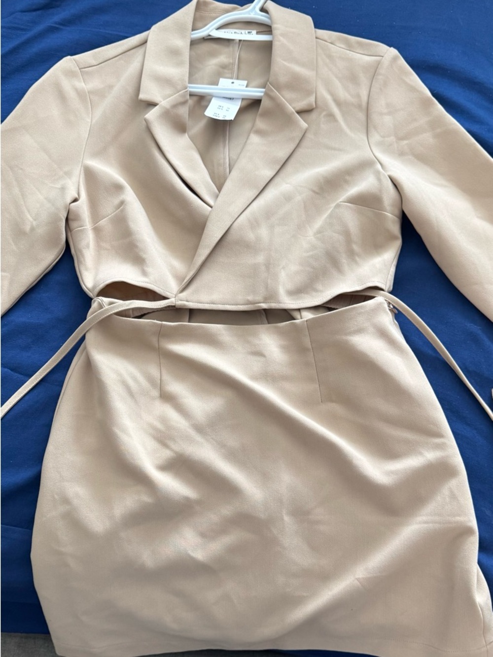 Abercrombie & Fitch Beige Cropped Blazer Mini Dress